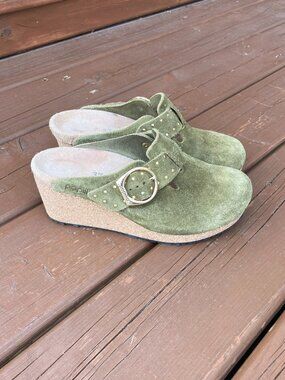 Birkenstock Papillio Green Suede Mules Women's Size EU 37